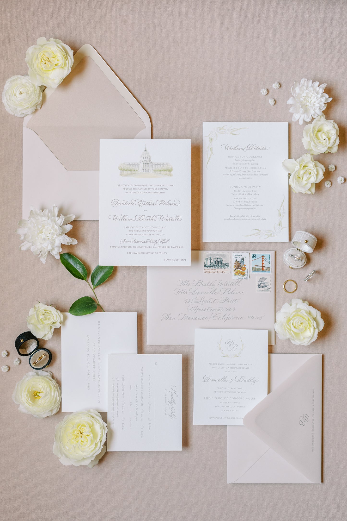 wedding day flat lay by the ganeys featuring the georgian oval ring box in dove and raven