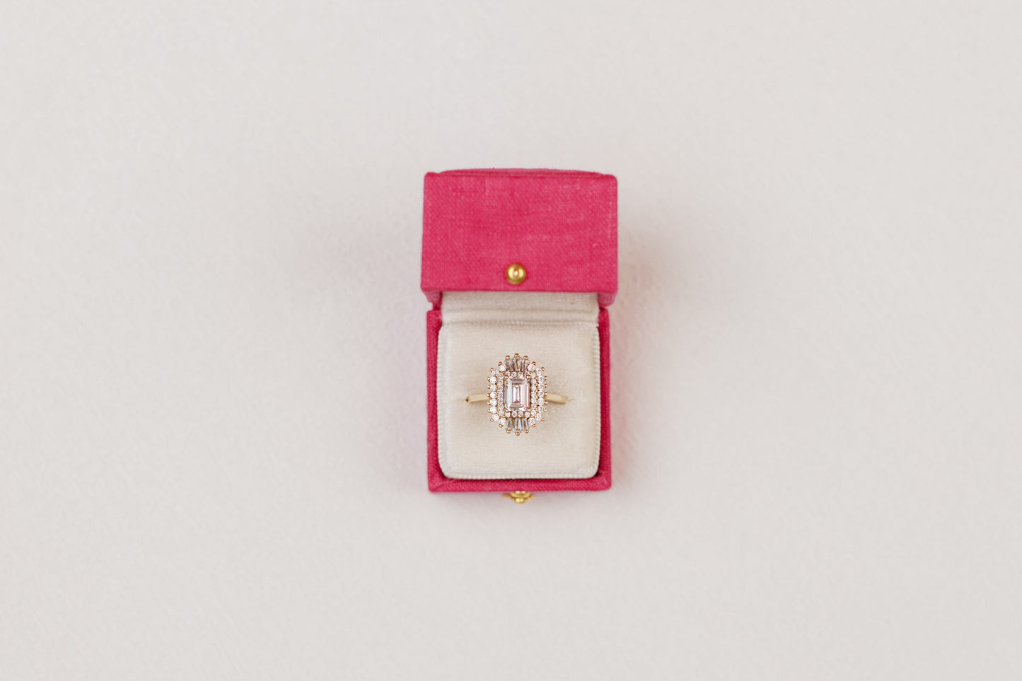 Audrey Pink Georgian Square Ring Box