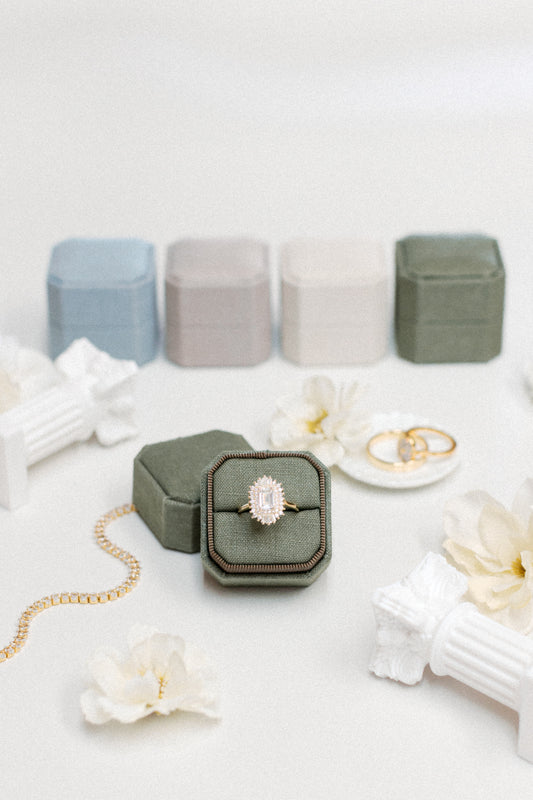 Sage Heritage Linen Ring Box