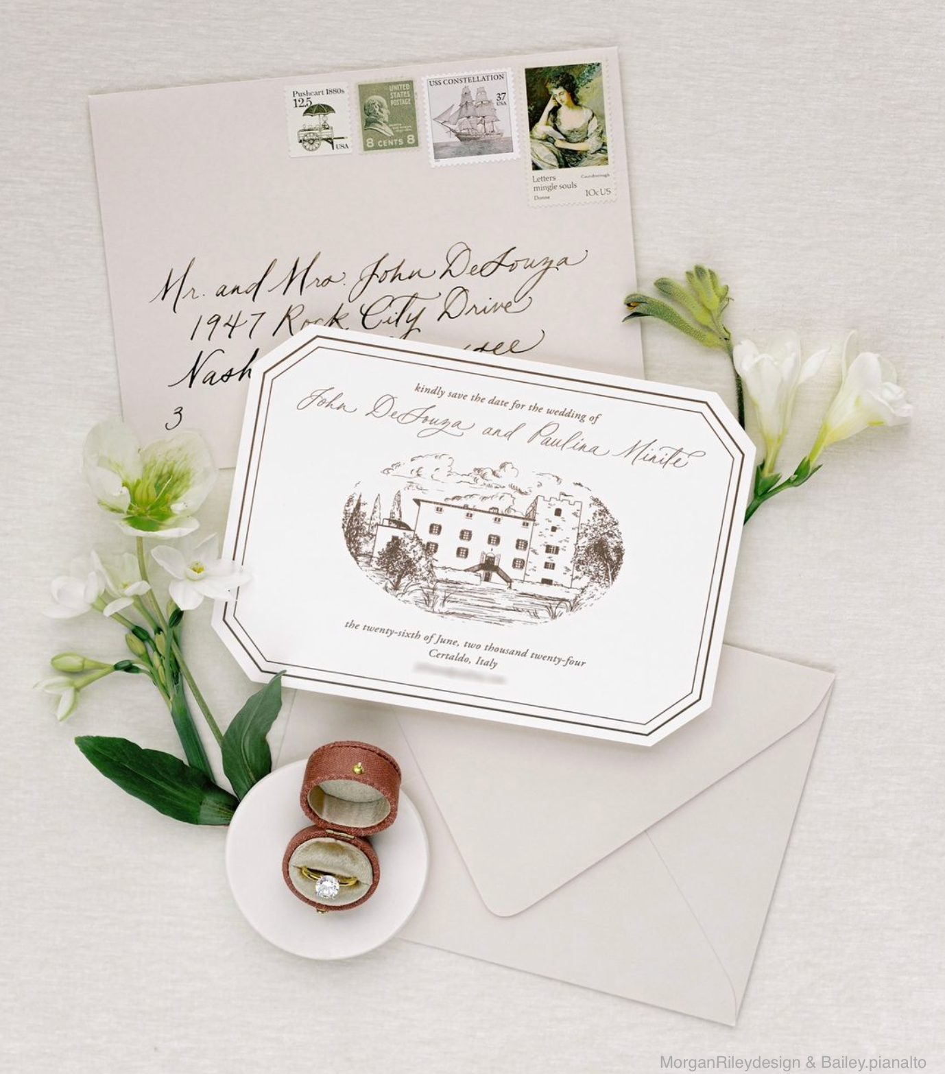 Mauve/Fawn Radiant Georgian Ring Box