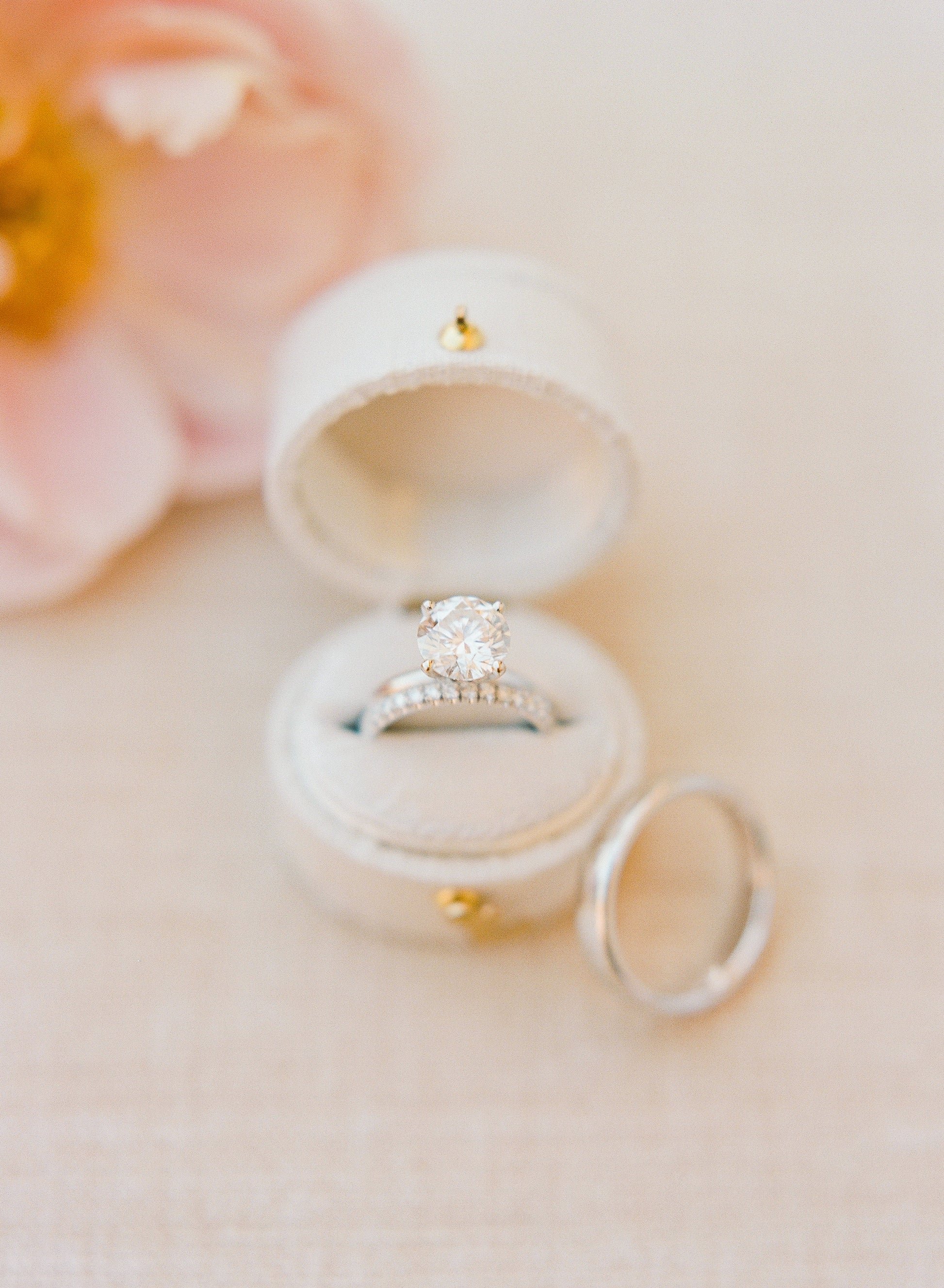 solitaire ring shot by the ganeys featuring the oval georgian ring box in dove white