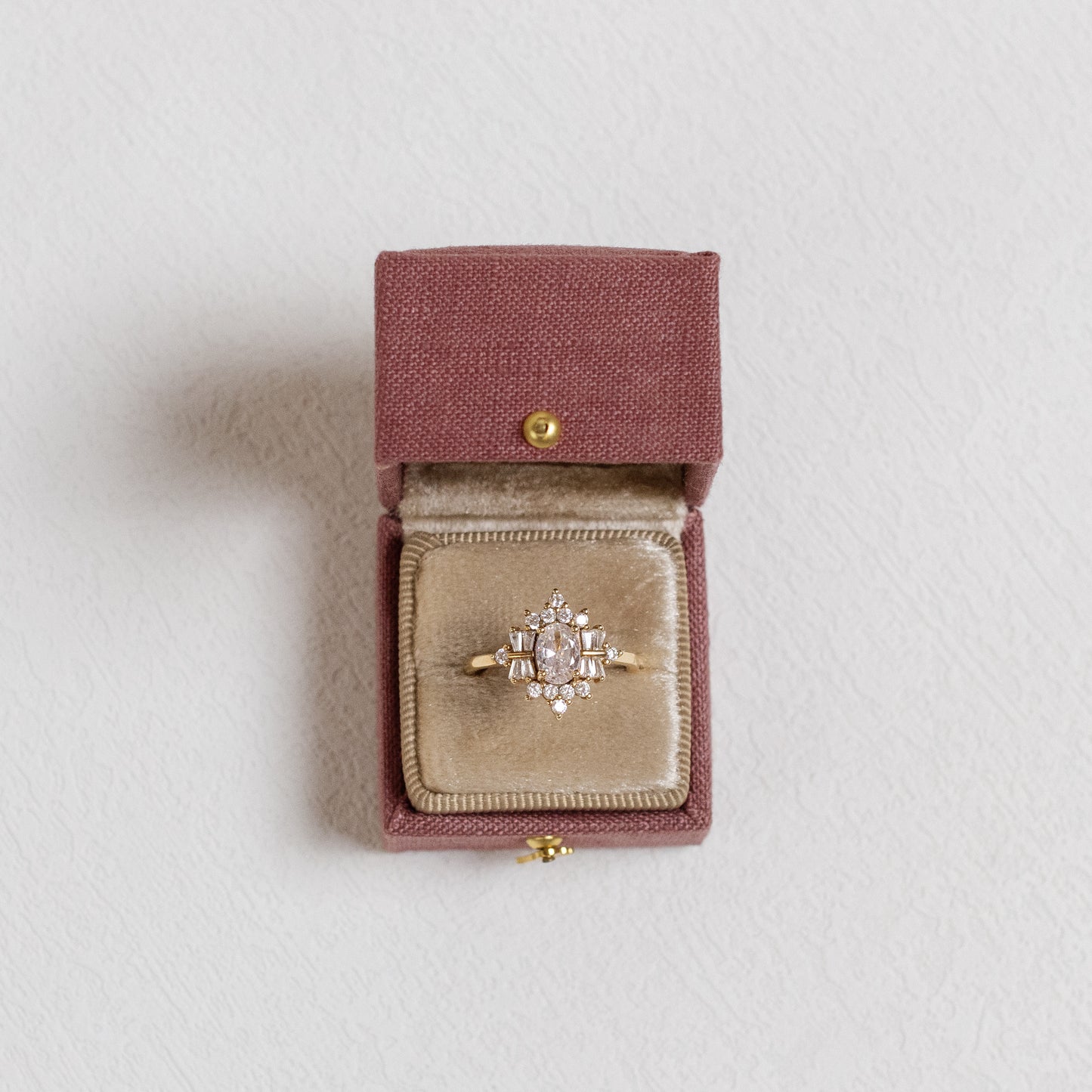 Mauve/Fawn Georgian Square Ring Box