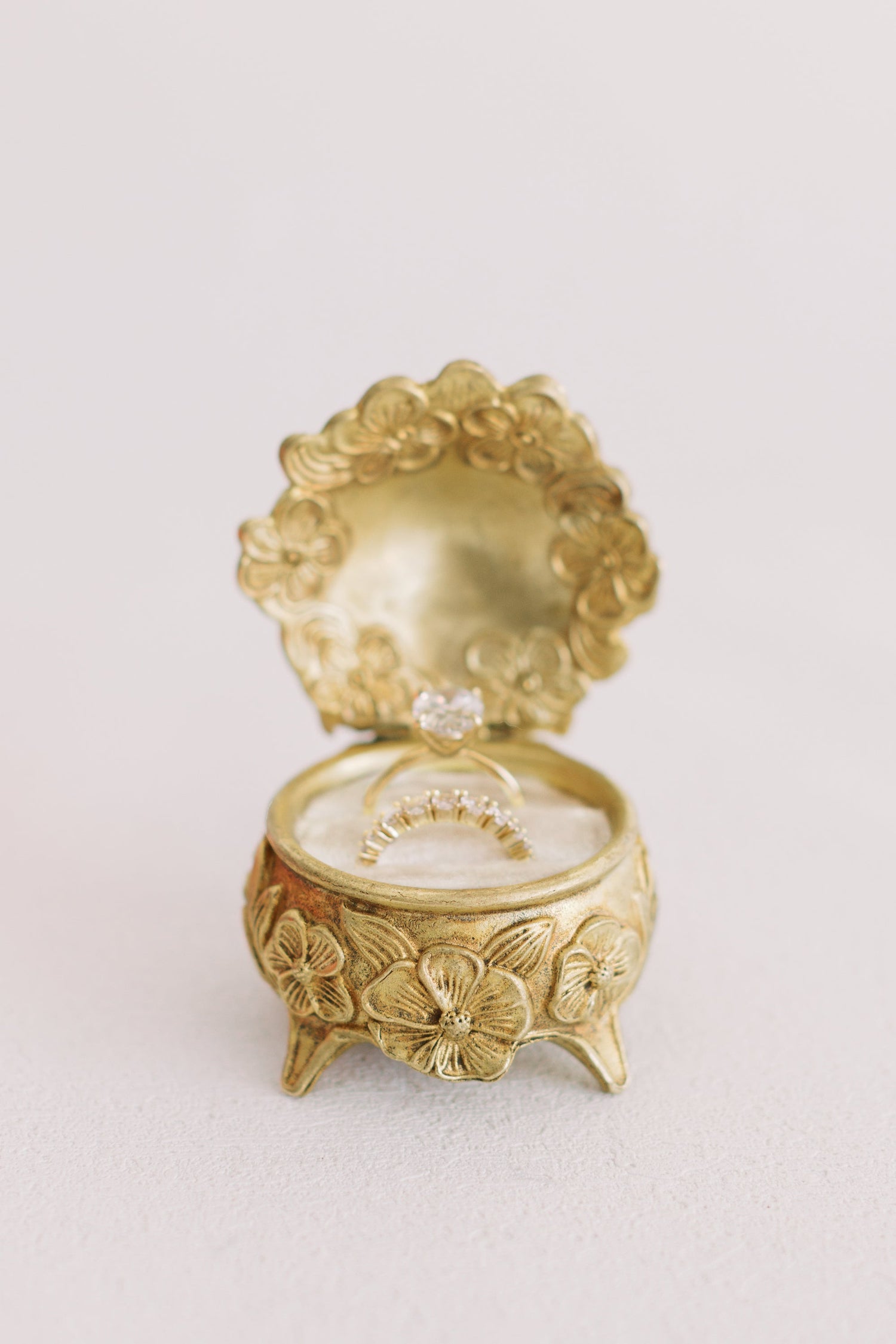 Brass Blossom Ring Box