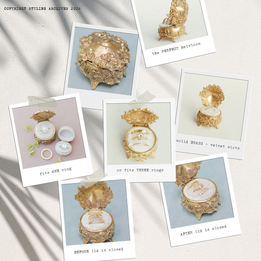 The Brass Blossom Ring Box by Styling Archives