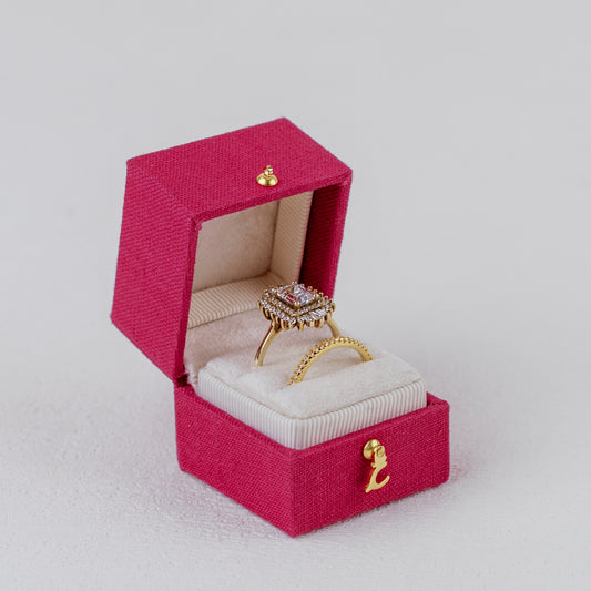 Audrey Pink Georgian Square Ring Box