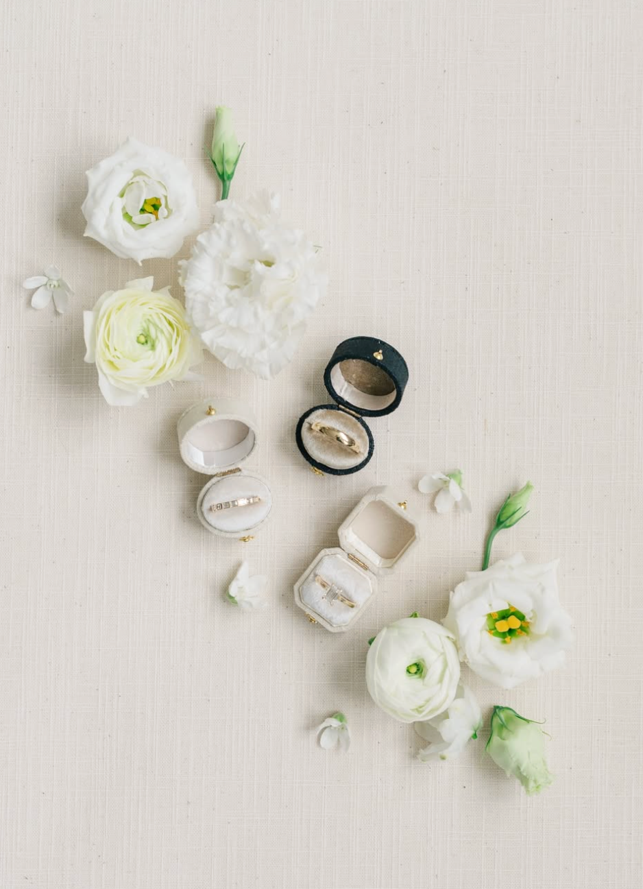 Georgian Oval Ring Box in Raven & Fawn Linen – Vintage Wedding Ring Box for Flat Lay Photography