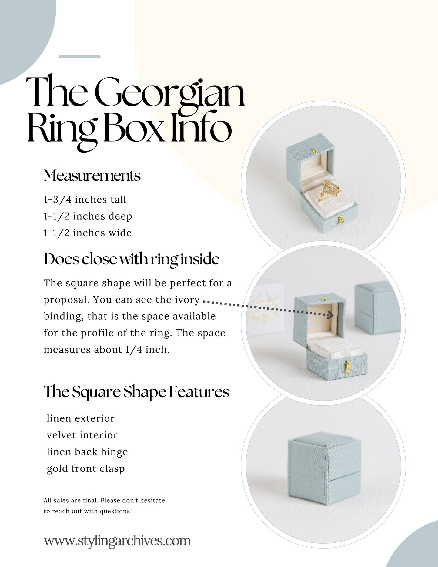 Lavender Georgian Square Ring Box
