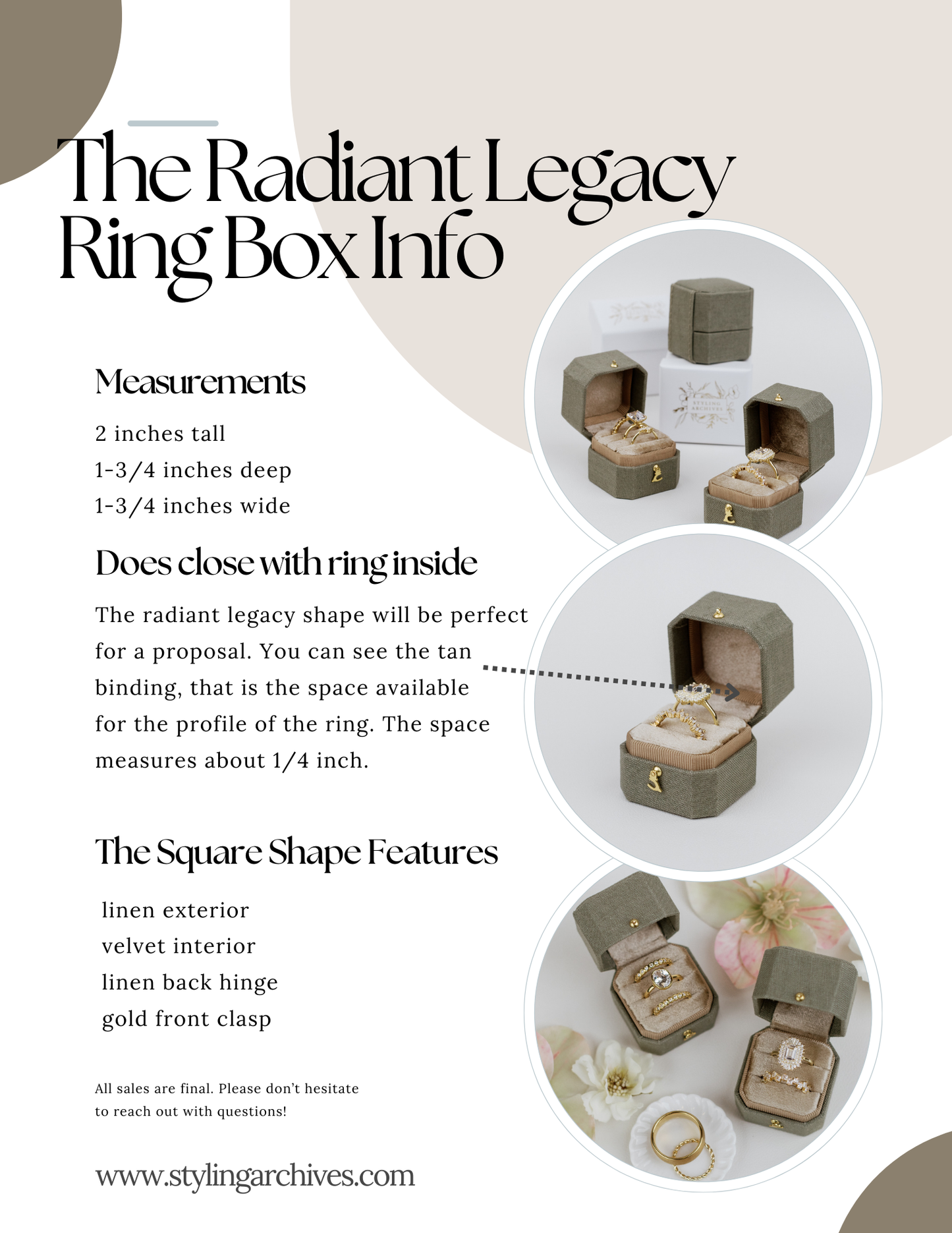 Sage/Fawn Radiant Legacy Georgian Ring Box