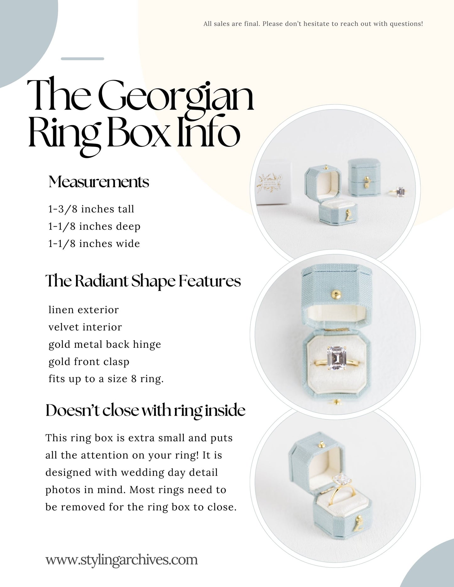 Raven/Fawn Radiant Georgian Ring Box