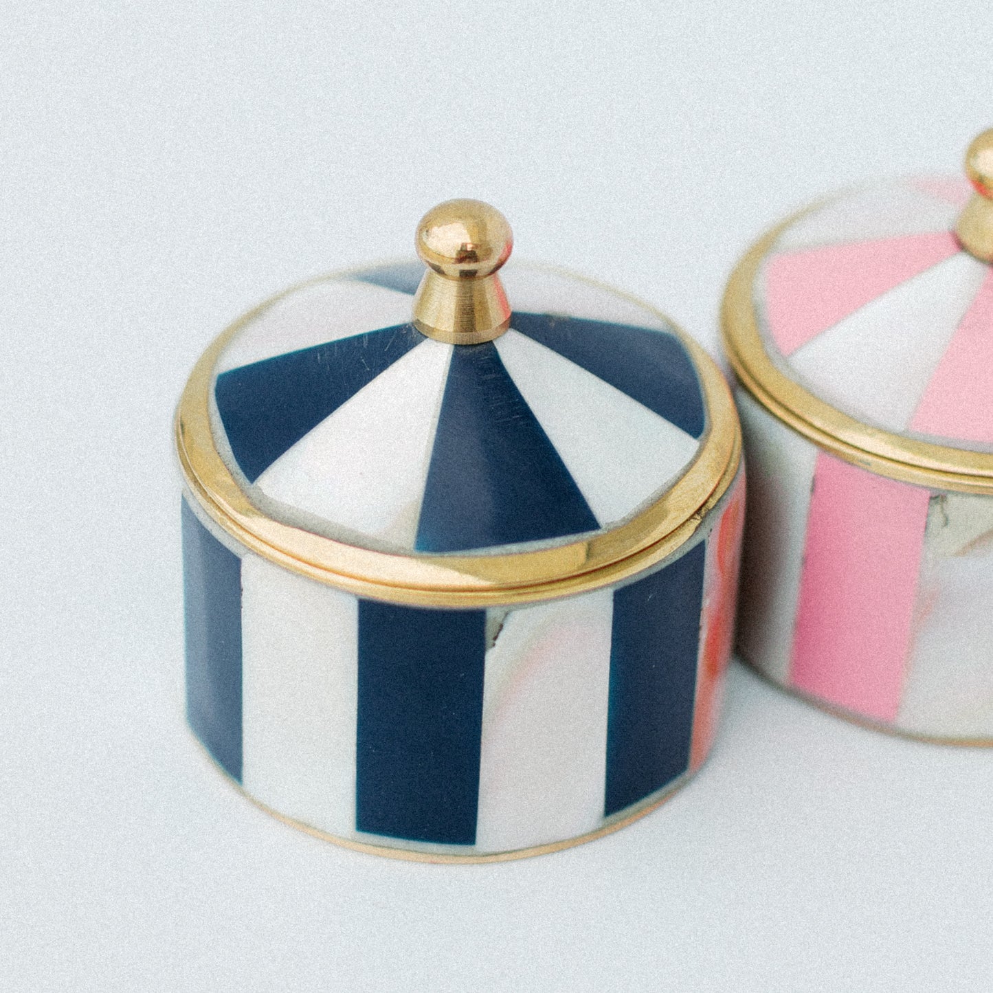 Whimsical Striped Mother of Pearl Ring Box