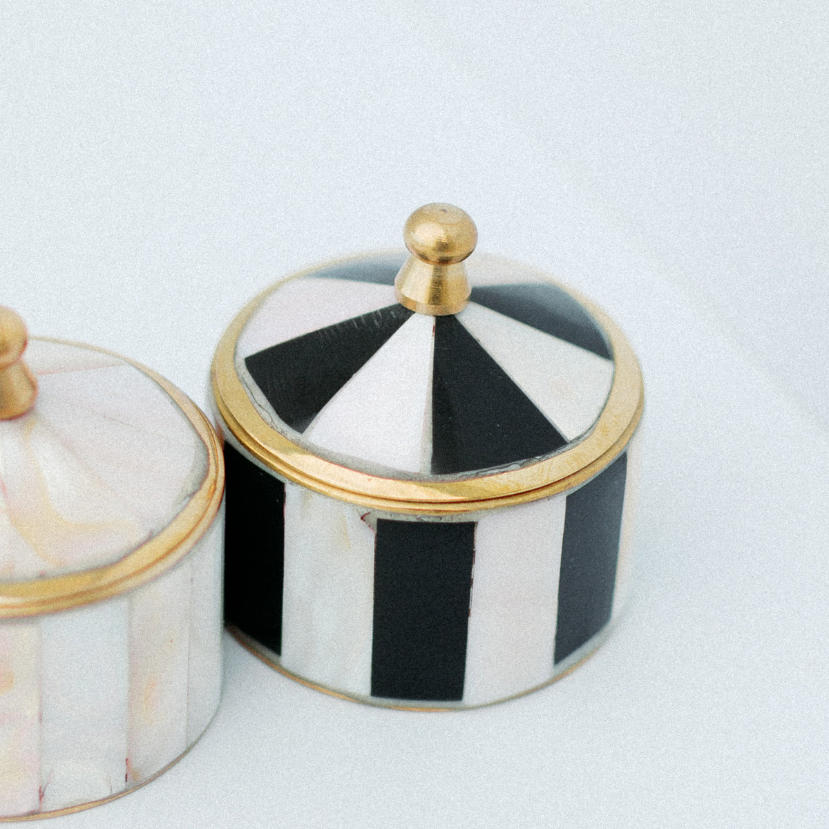 Whimsical Striped Mother of Pearl Ring Box