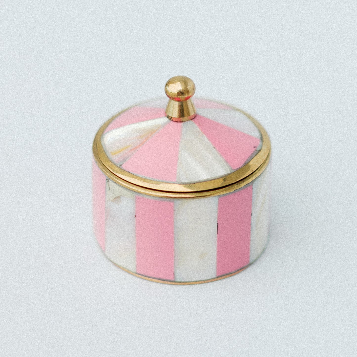 Whimsical Striped Mother of Pearl Ring Box