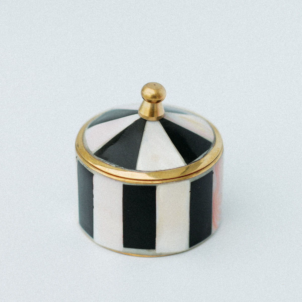 Whimsical Striped Mother of Pearl Ring Box