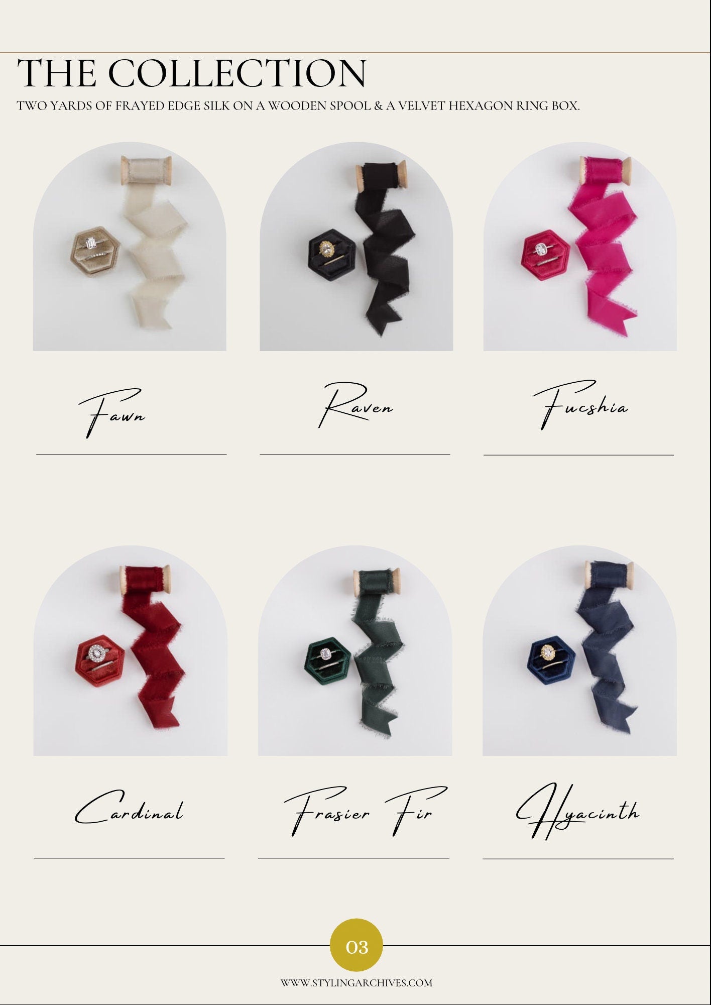 Juneco Silk Ribbon & Hexagon Velvet Ring Box Set