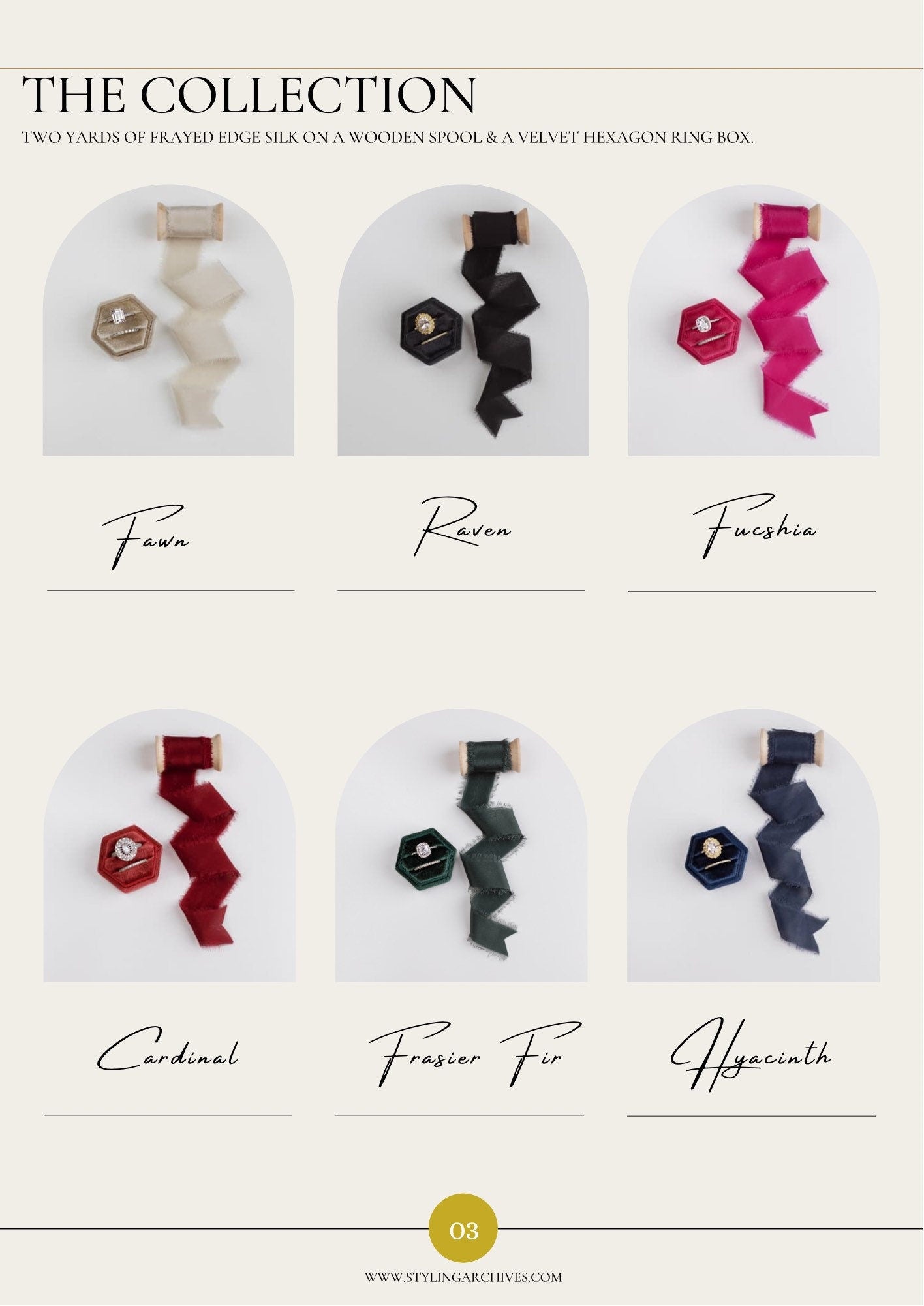 Fawn Silk Ribbon & Hexagon Ring Box Set